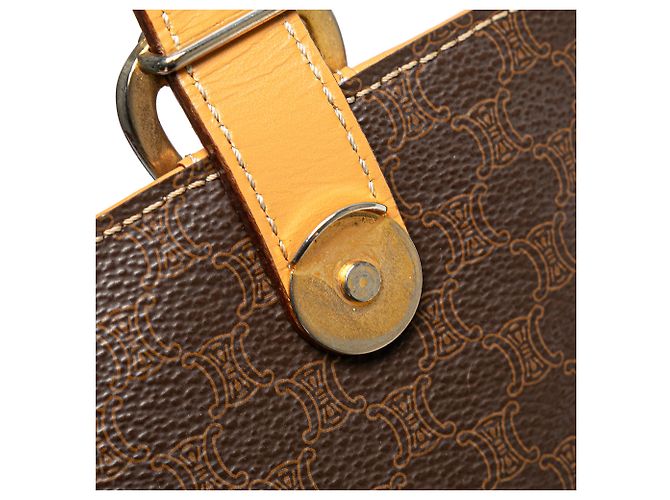 Céline Borsa a tracolla in tela rivestita Macadam marrone di Celine - vista 8