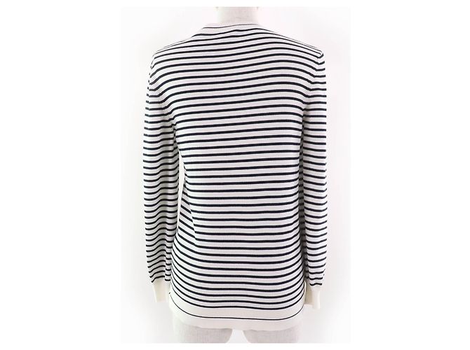 Camiseta de manga larga de algodón con patrón de borde logo Moncler Negro Blanco Crudo - vista 3