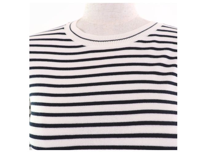 Camiseta de manga larga de algodón con patrón de borde logo Moncler Negro Blanco Crudo - vista 4