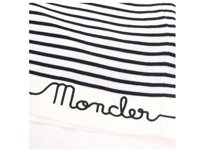 Camiseta de manga larga de algodón con patrón de borde logo Moncler Negro Blanco Crudo - vista 5