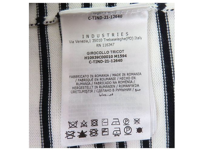Camiseta de manga larga de algodón con patrón de borde logo Moncler Negro Blanco Crudo - vista 8