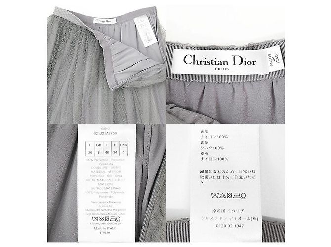 Falda de seda de malla Christian Dior Gris - vista 10