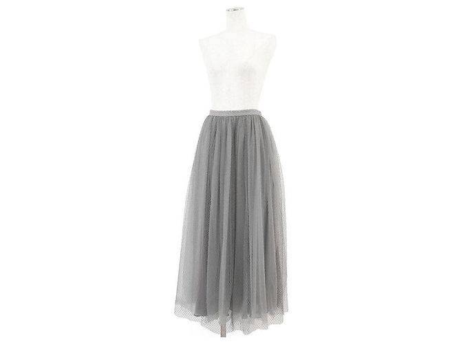 Falda de seda de malla Christian Dior Gris - vista 2