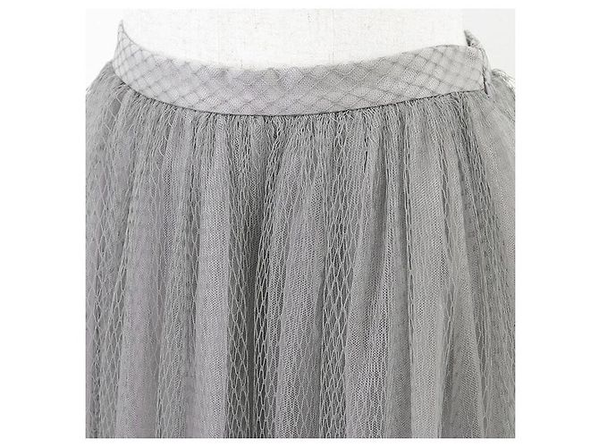 Falda de seda de malla Christian Dior Gris - vista 3