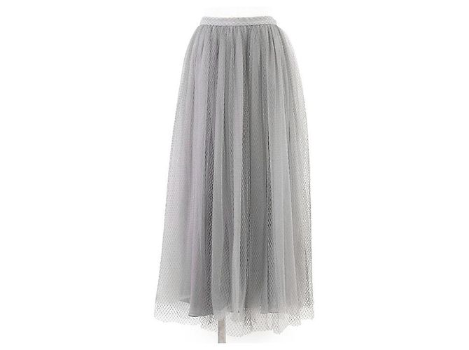 Falda de seda de malla Christian Dior Gris - vista 7