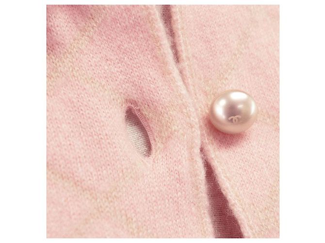 Chaqueta de seda de cachemira matelassé de Chanel Rosa Beige - vista 12