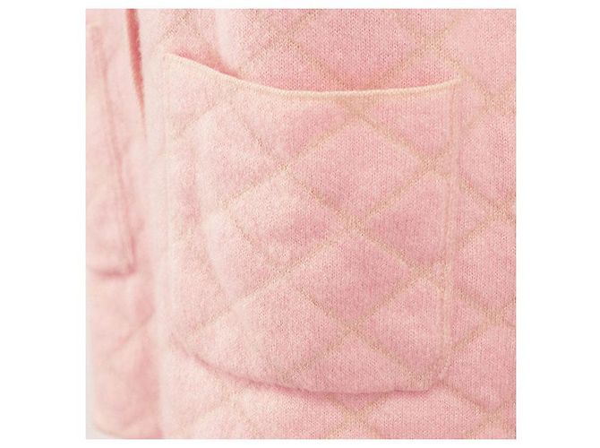 Chaqueta de seda de cachemira matelassé de Chanel Rosa Beige - vista 13