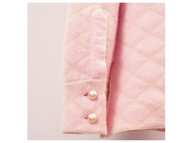 Chaqueta de seda de cachemira matelassé de Chanel Rosa Beige - vista 4