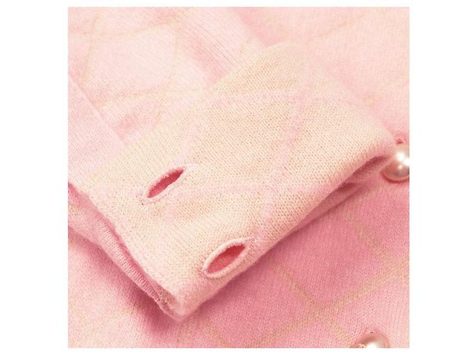Chaqueta de seda de cachemira matelassé de Chanel Rosa Beige - vista 5