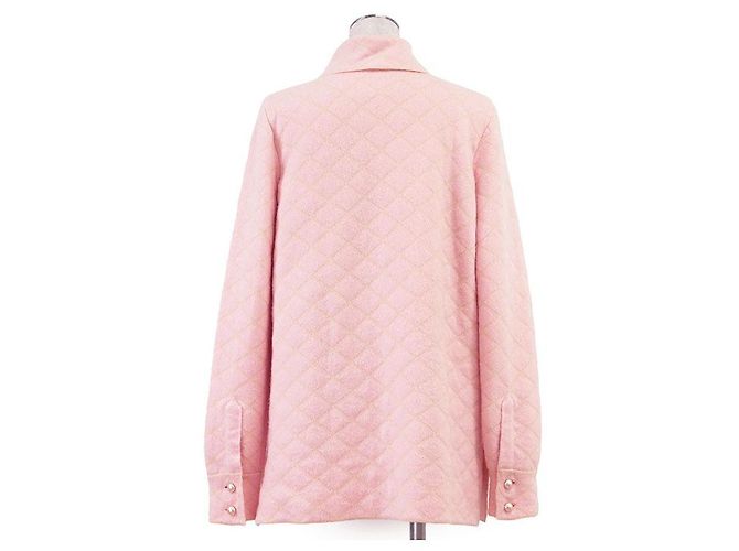 Chaqueta de seda de cachemira matelassé de Chanel Rosa Beige - vista 8