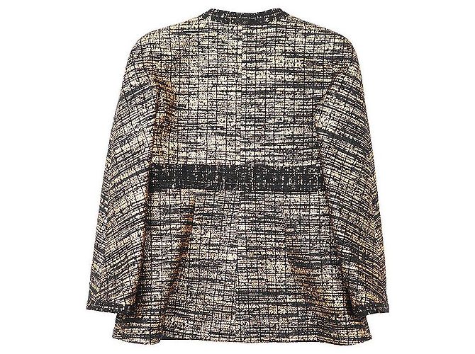 Chanel Wool Blend Tweed Collarless Jacket Black Golden - view 15