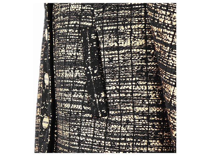 Chanel Wool Blend Tweed Collarless Jacket Black Golden - view 5