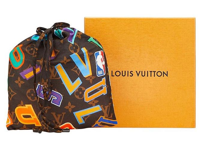 Set di sciarpe in cotone e seta Louis Vuitton Monogram Letters × NBA Marrone - vista 9