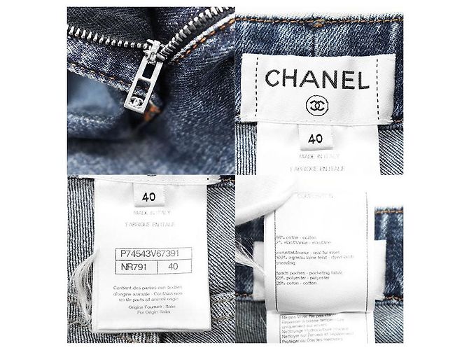 Pantalones de mezclilla de shearling Chanel P74543 Azul - vista 10