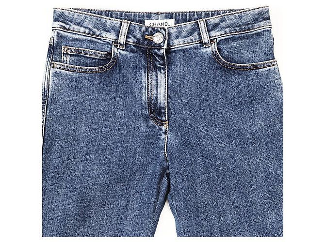 Pantalones de mezclilla de shearling Chanel P74543 Azul - vista 2