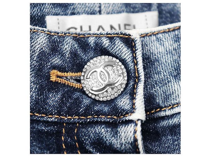 Pantalones de mezclilla de shearling Chanel P74543 Azul - vista 3