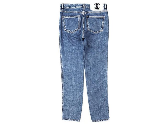 Pantalones de mezclilla de shearling Chanel P74543 Azul - vista 4
