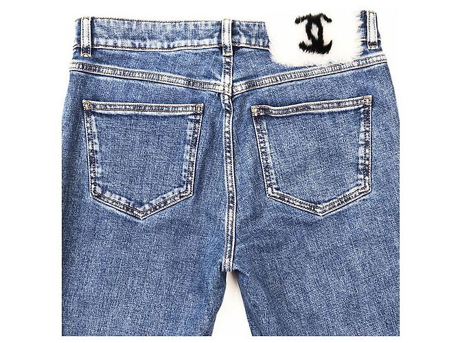 Pantalones de mezclilla de shearling Chanel P74543 Azul - vista 5