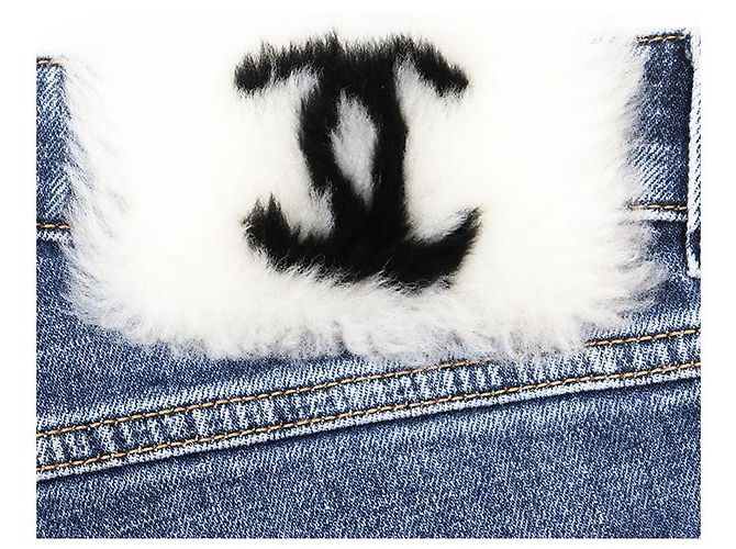 Pantalones de mezclilla de shearling Chanel P74543 Azul - vista 6