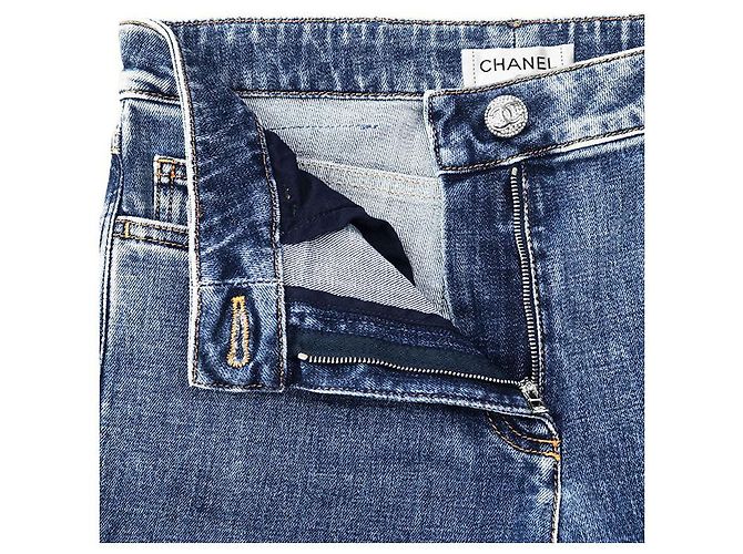 Pantalones de mezclilla de shearling Chanel P74543 Azul - vista 9