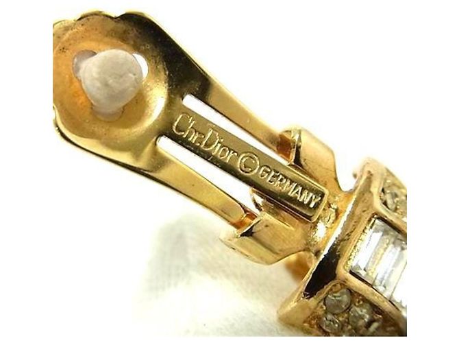 Orecchini a clip in strass dorato e verde Christian Dior D'oro - vista 2