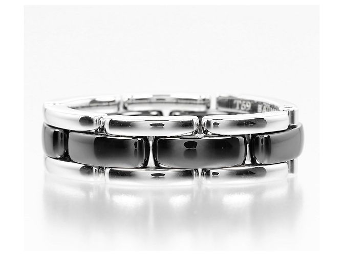 Chanel Ultra Ring 18K White Gold and Ceramic with Diamond Medium Silvery - view 2
