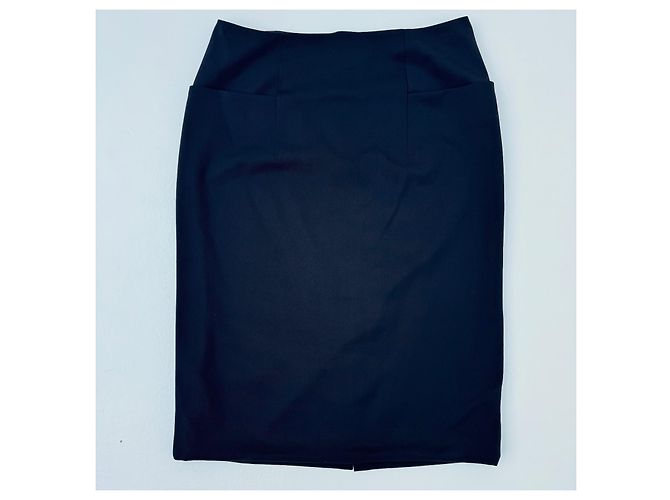 Falda lápiz Hermès de lana azul marino - vista 2