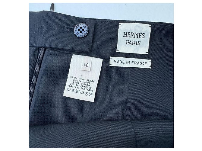 Falda lápiz Hermès de lana azul marino - vista 4