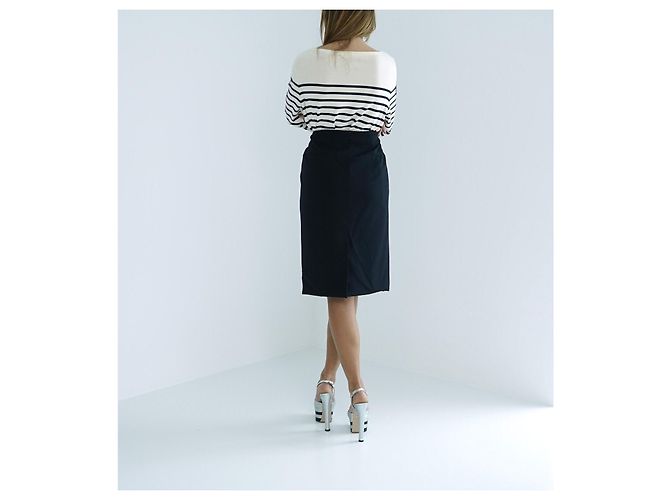 Falda lápiz Hermès de lana azul marino - vista 5