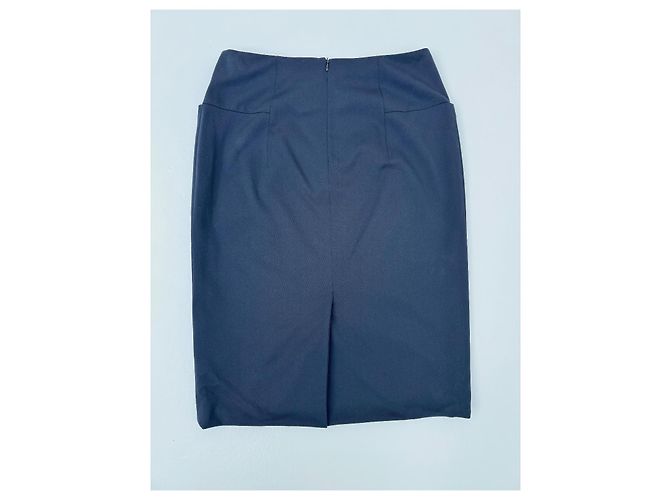 Falda lápiz Hermès de lana azul marino - vista 6