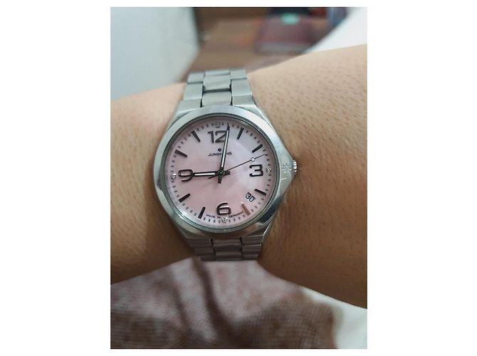Autre Marque Junghans-Uhr aus Stahl / Diamanten Silber - Ansicht 2