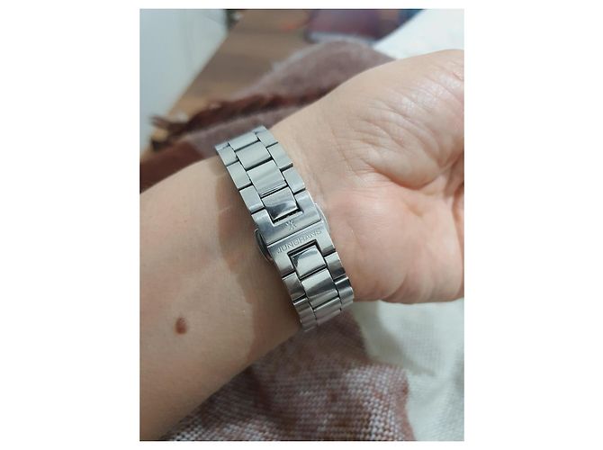 Autre Marque Junghans-Uhr aus Stahl / Diamanten Silber - Ansicht 4