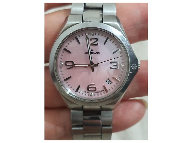 Autre Marque Junghans-Uhr aus Stahl / Diamanten Silber - Ansicht 6