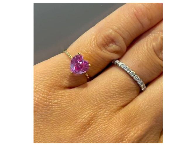 Autre Marque Anabela Chan Mini Ring mit rosa Saphir Herz Pink - Ansicht 7