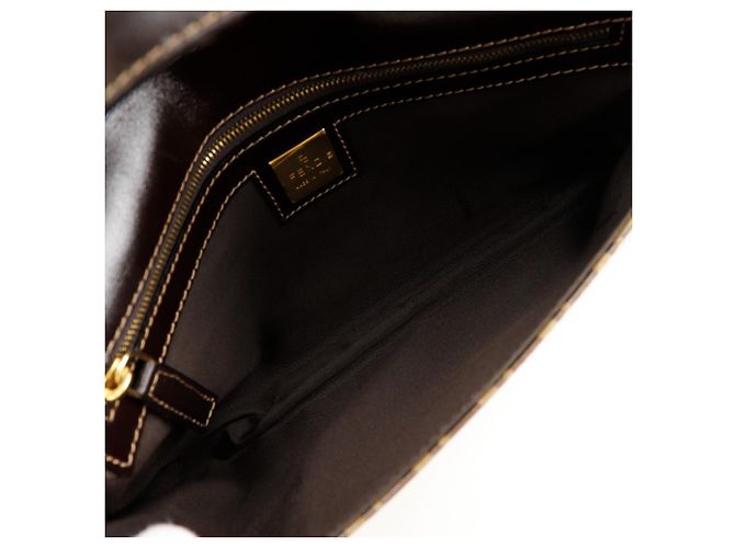 Fendi Zucchino Mamma Baguette Vinile Marrone - vista 7