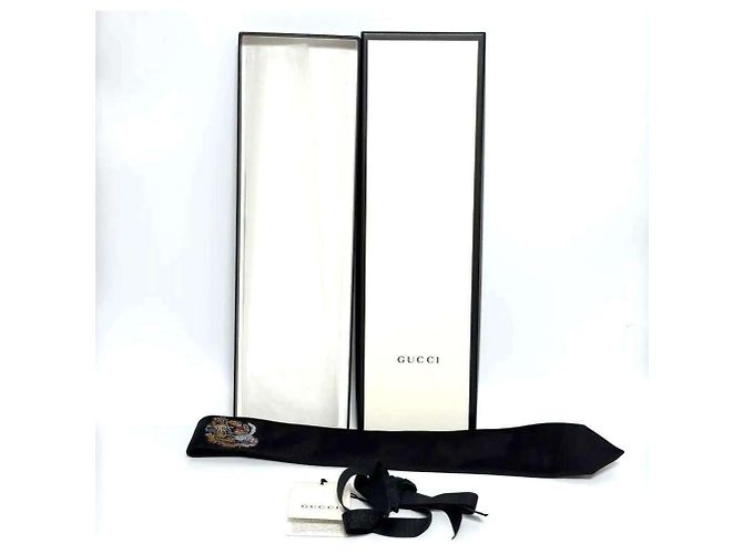 Cravatta Underknot Tiger da uomo Gucci in seta nera Nero - vista 10