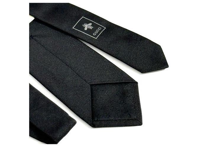 Cravatta Underknot Tiger da uomo Gucci in seta nera Nero - vista 7