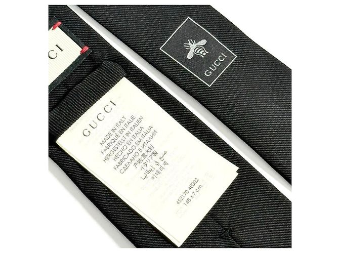 Cravatta Underknot Tiger da uomo Gucci in seta nera Nero - vista 9