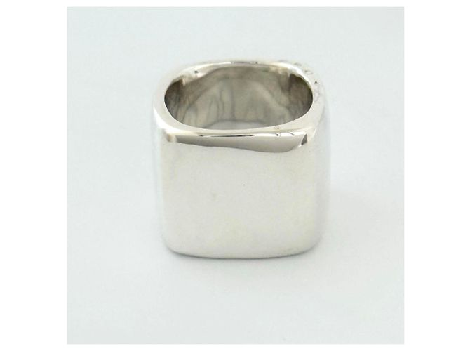 Anello quadrato largo vintage Chanel in argento sterling 925 - vista 3