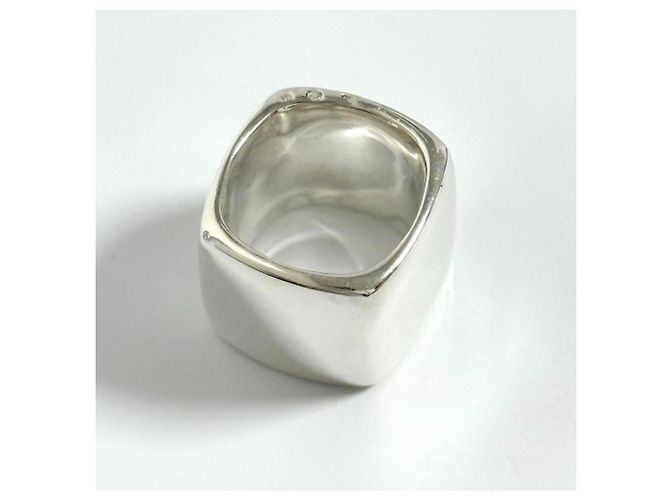 Anello quadrato largo vintage Chanel in argento sterling 925 - vista 4