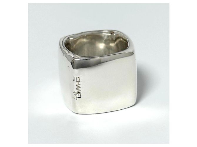 Anello quadrato largo vintage Chanel in argento sterling 925 - vista 5