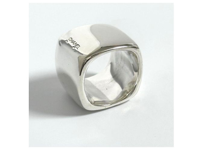 Anello quadrato largo vintage Chanel in argento sterling 925 - vista 6