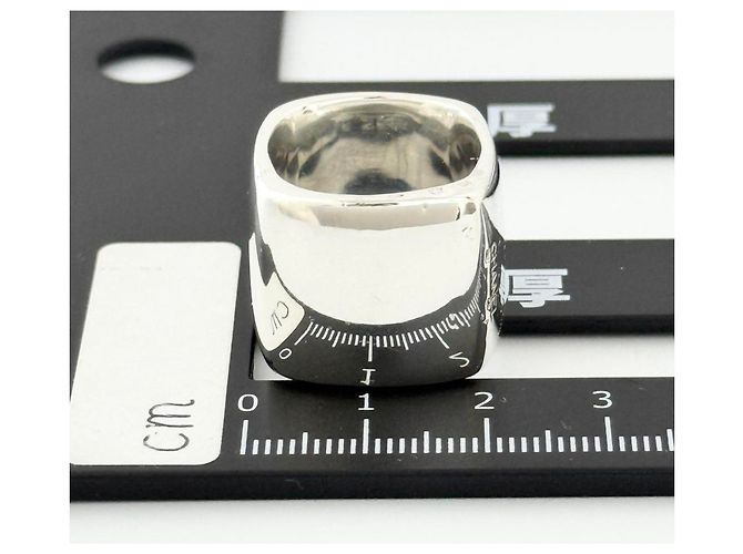 Anello quadrato largo vintage Chanel in argento sterling 925 - vista 8