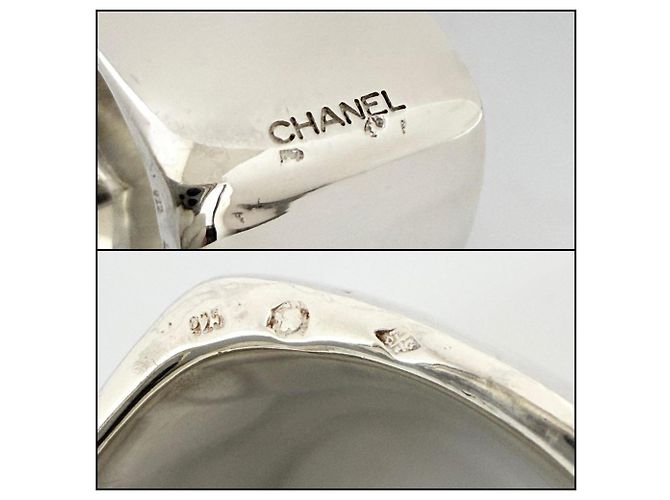 Anello quadrato largo vintage Chanel in argento sterling 925 - vista 9