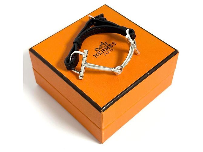 Bracciale Charm Horsebit Hermès Nero Argento - vista 10
