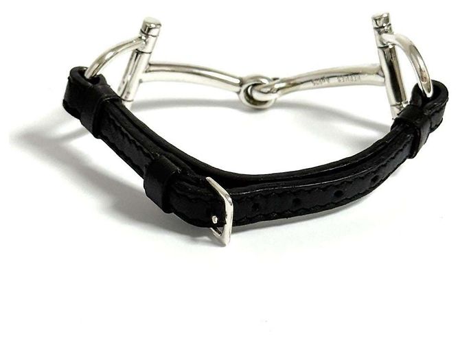 Bracciale Charm Horsebit Hermès Nero Argento - vista 2
