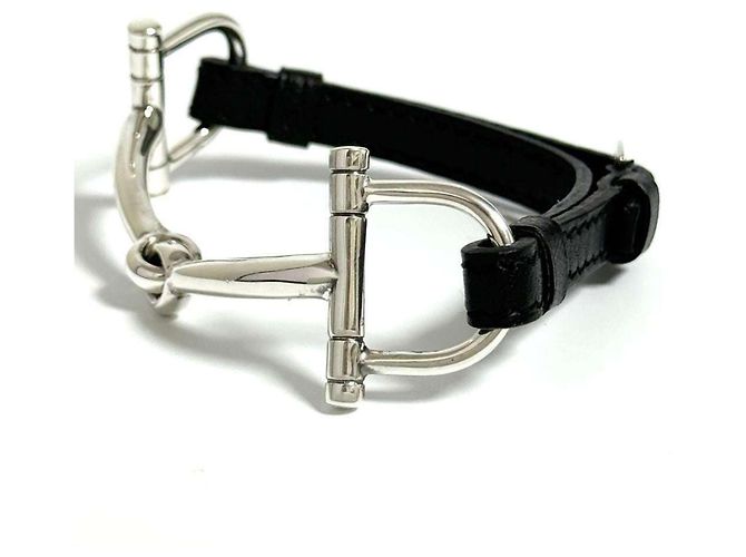 Bracciale Charm Horsebit Hermès Nero Argento - vista 3