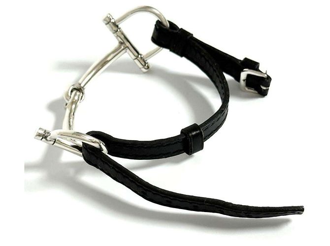 Bracciale Charm Horsebit Hermès Nero Argento - vista 5