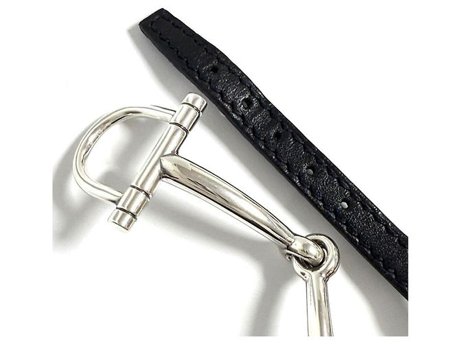 Bracciale Charm Horsebit Hermès Nero Argento - vista 6