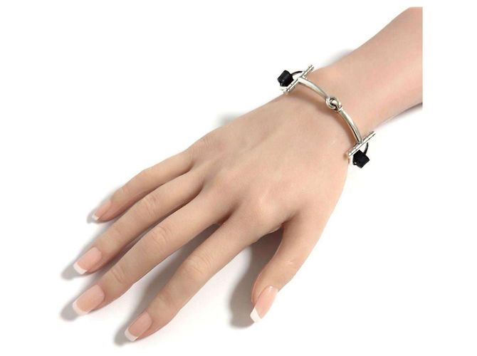 Bracciale Charm Horsebit Hermès Nero Argento - vista 9